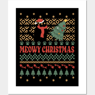 Meowy Christmas Sublimation Posters and Art